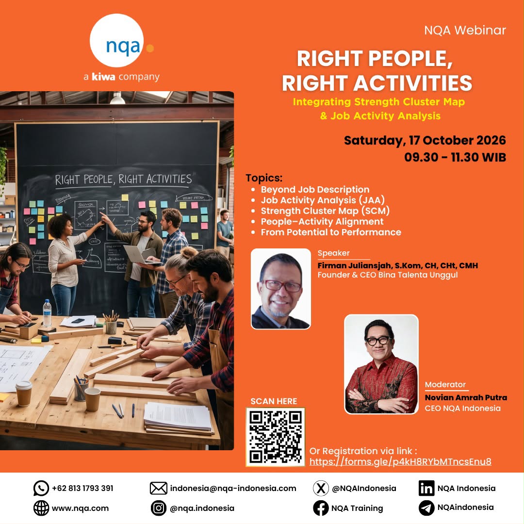 NQA FREE Webinar – RIGHT PEOPLE, RIGHT ACTIVITIESIntegrating Strength Cluster Map & Job Activity Analysis.